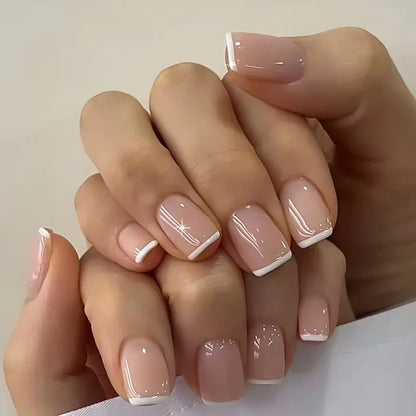 Light Purple Press on Nails Short Square Stick-on Fake Nails Solid Color Reusable False Nail Tips for Women DIY Manicure 24Pcs