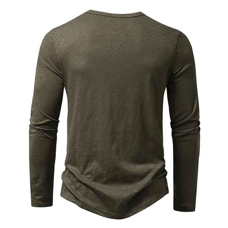 Autumn New Men's Cotton Button Long Sleeve