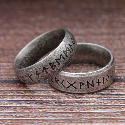 2025 Fashion Retro Viking Rune Ring for Men Women 316L Stainless Steel Odin Letter Rings Couple Simple Amulet Jewelry Gifts Wholesale