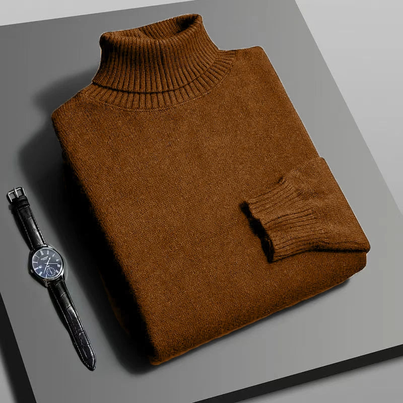 Autumn Mens High Quality Knitted Turtleneck Sweater