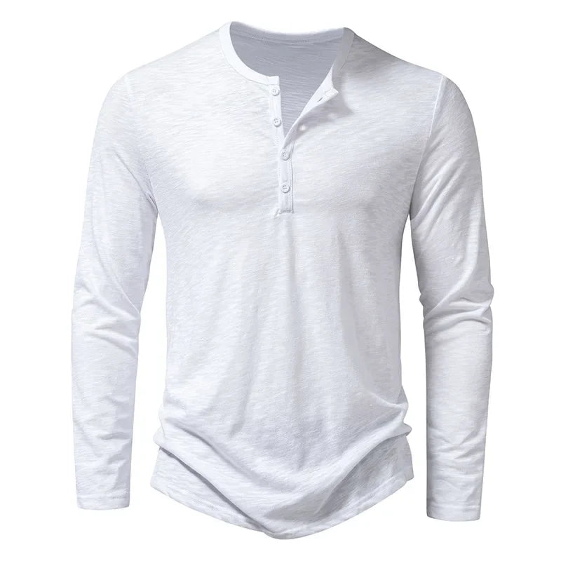 Autumn New Men's Cotton Button Long Sleeve