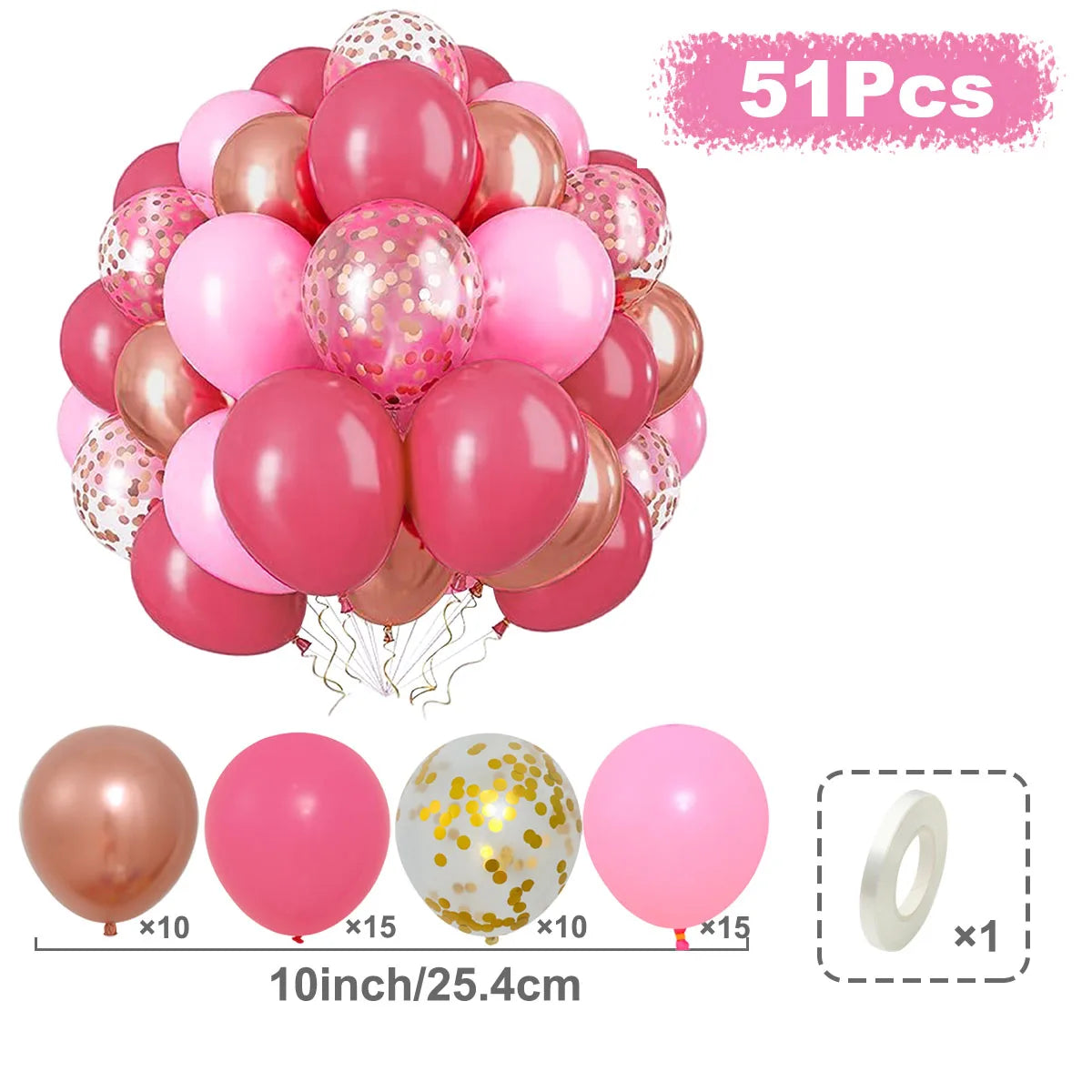 31/36/37/51/101Pcs Metallic Balloons Pearl Latex Balloon Gold Confetti Balloons for Birthday Weddings Baby Shower