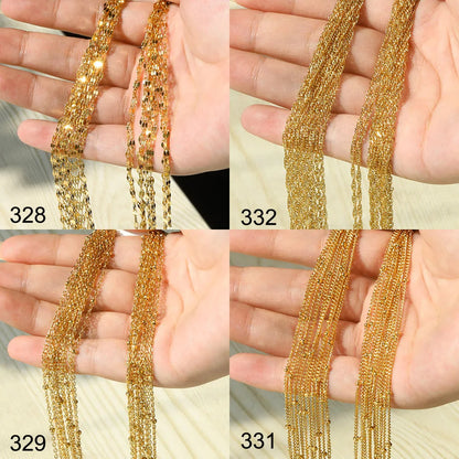 10Pcs/Lot 45cm Stainless Steel Gold Color Chains Necklace For Women