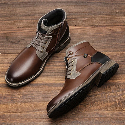 Men's fashionable ankle boots, autumn and winter men's retro short leather boots