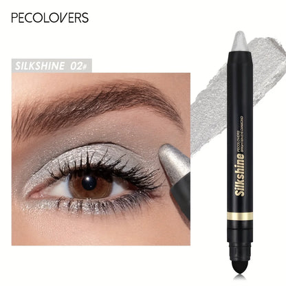 PECOLOVERS Champagne Brown Metallic Eyeshadow Stick - Waterproof, Long-Lasting Glitter Highlighter & Brightening Pencil Crayon