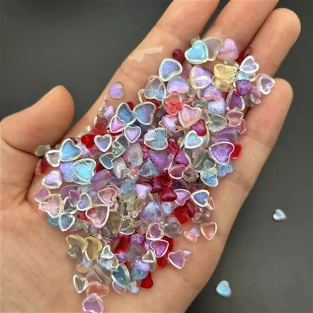 50pcs Japanese Kawaii Heart Accessories Resin Nail Art Charms Cartoon Love Nail Decorations Mixed Sizes Manicure Rhinestones DIY