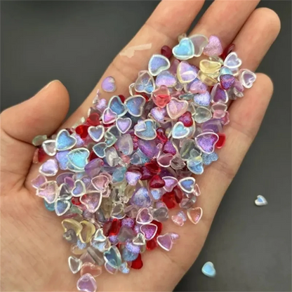 50pcs Japanese Kawaii Heart Accessories Resin Nail Art Charms Cartoon Love Nail Decorations Mixed Sizes Manicure Rhinestones DIY
