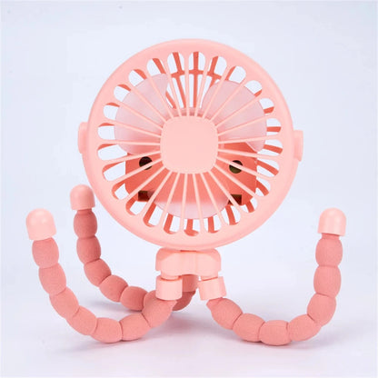 Portable Oscillating Pram Fan Mini Handheld Personal Car Seat Baby Fan with Flexible Tripod Clip-on USB Battery Operated