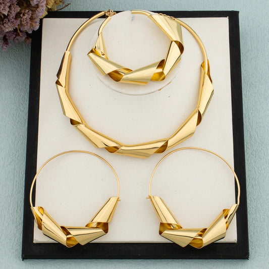 Luxury Gold Plated Dubai Jewelry Set For Women