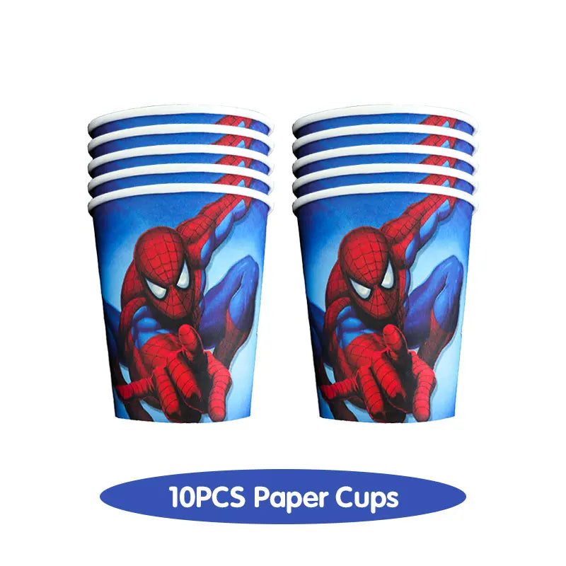 Spiderman Birthday Decoration Tablecloth Paper Cups Plates Backdrop