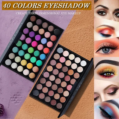 40 Colors Glitter Eyeshadow Palette Matte Waterproof Long Lasting