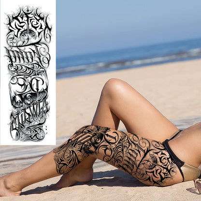 Full Arm Temporary Tattoos Sleeve For Men Women Realistic Fake Tatoos Warrior Lion Tiger Flower Tatoo Sticker Black Totem Maori