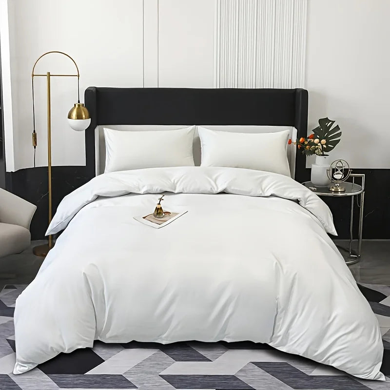 3pcs Brushed Solid Color Duvet Cover, duvet cover*1+Pillowcases*2, Polyester Fabric, All Season Bedding