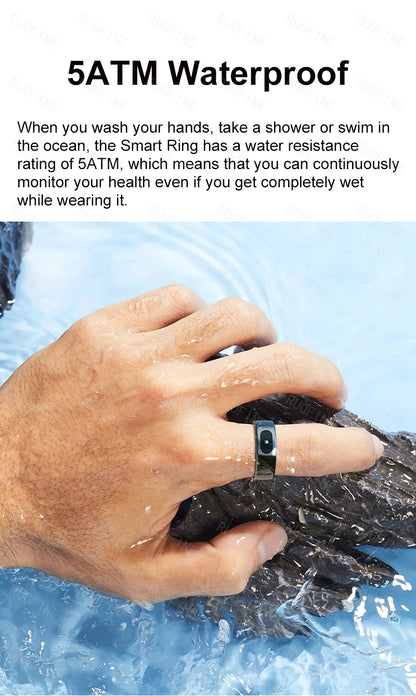 AI Smart Ring - Electronic Temperature, Sleep, Swimming, Blood & Pressure Monitor - Android IOS