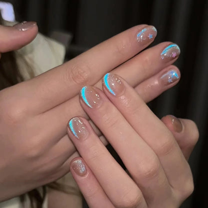 Aurora Blue Tears Cat Eye Magnetic Gel Nail Polish Sparkling Shimmer Fairy Crystal Magnetic Gel Nail Polish for DIY Charm Nails