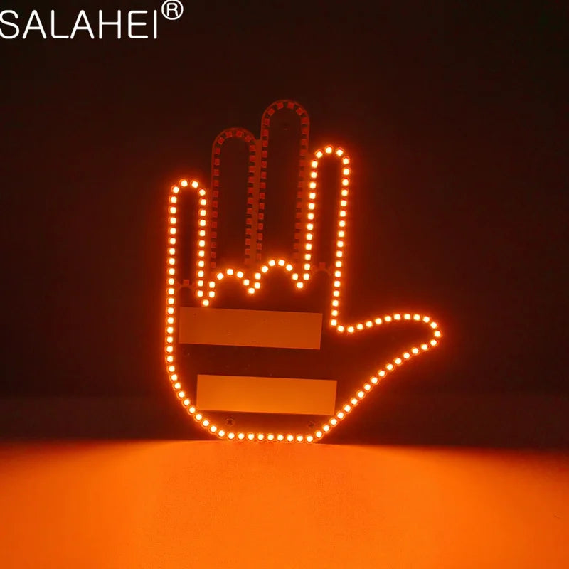 Hand Gesture Light for Car,New Finger Light Led Car Back Window Sign