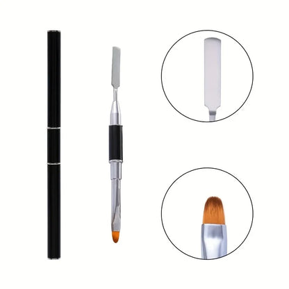 New Gel Brush & Picker 2 in 1 Design Nail Brush and Spatula Gel Nail Brush Tool for Acrylic Nails Extension Gel