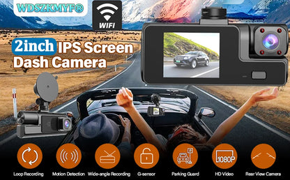 3Camera Dash Cam For Car Camera 1080P Video Recorder