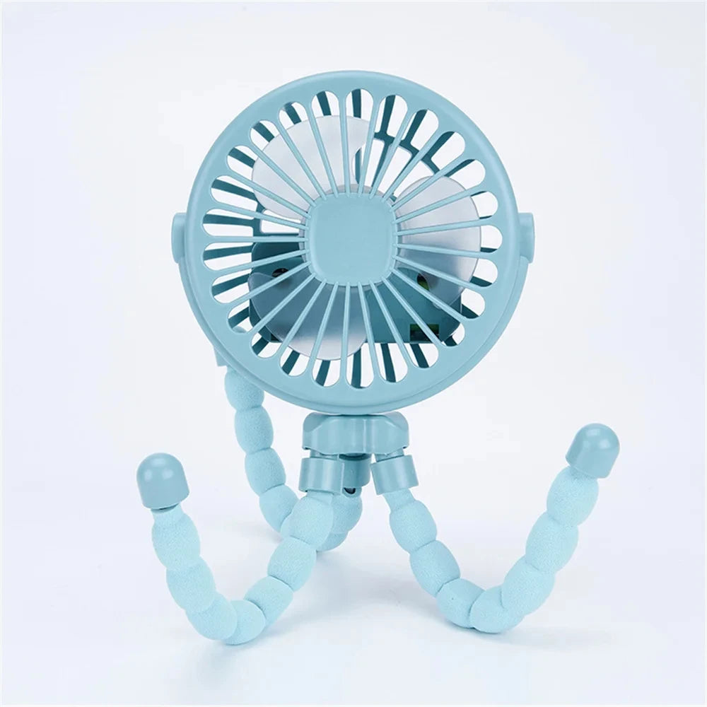 Portable Oscillating Pram Fan Mini Handheld Personal Car Seat Baby Fan with Flexible Tripod Clip-on USB Battery Operated