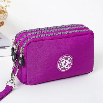 Thickened three-layer long zipper pocket purse Women's handbag Wrist mobile phone bag