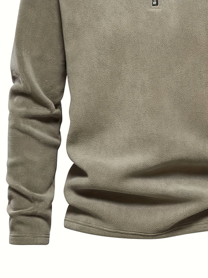 Men'S Casual Stand-Up Collar Fleece Zip-Up Sweatshirt