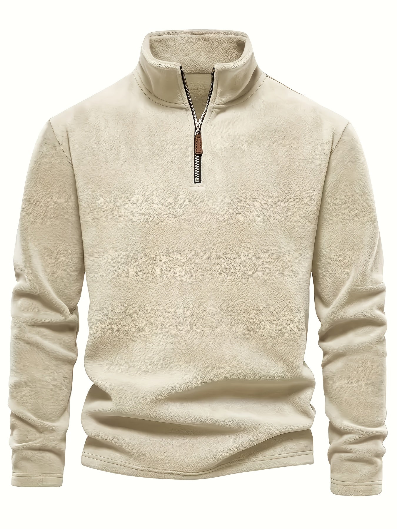 Men'S Casual Stand-Up Collar Fleece Zip-Up Sweatshirt